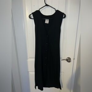 Black vest button dress